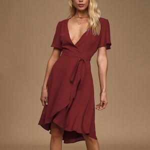 Lulu's Rise to the Occasion Midi Wrap Dress